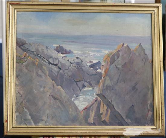 Montague Leder (1900-1972) Sea cliffs 20 x 24in.